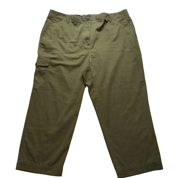 Talbots Supersoft Cargo Pants High Waist Crop Straight Leg Green Size 22W NWT - Picture 1 of 7